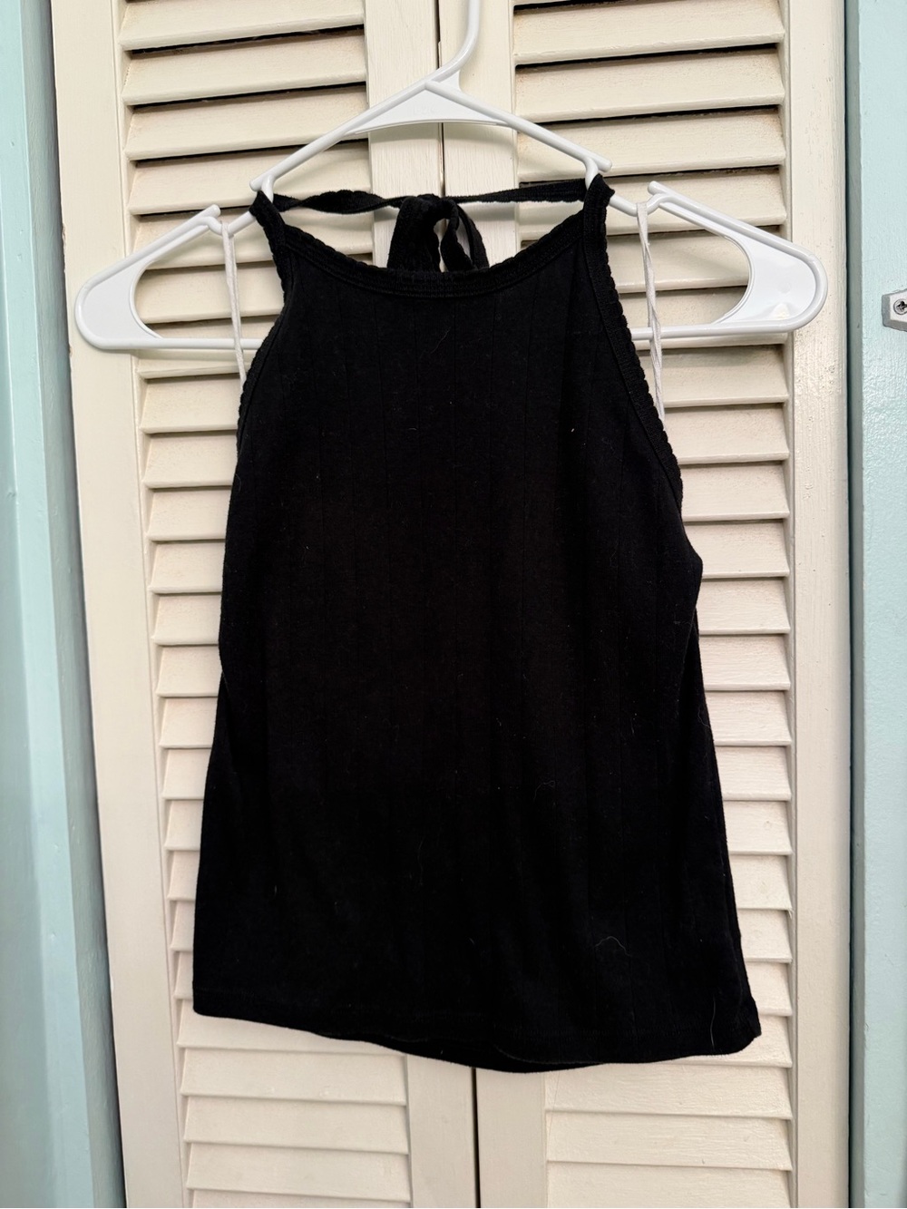 American Eagle Outfitters Black Ribbed Halter Tank Top